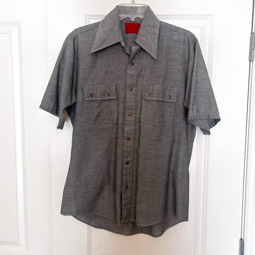 Vintage Oversized Button Down with Metal Snap Buttons